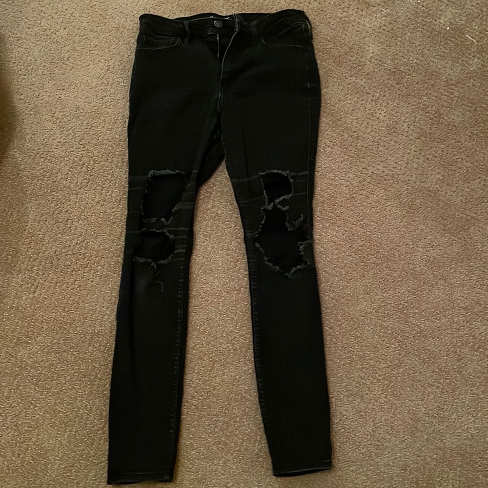 Hollister high rise super skinny black denim jeans!!